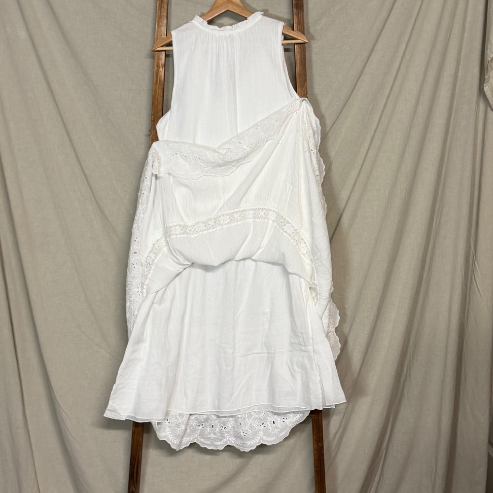 Johnny Was Jade Ziva Tiered Dress White Eyelet Lace Women's Size L - Picture 5 of 8